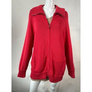 Jones New York Signature Red Cotton Full-Zip Cardigan Sweater 2X Blemish on Slee